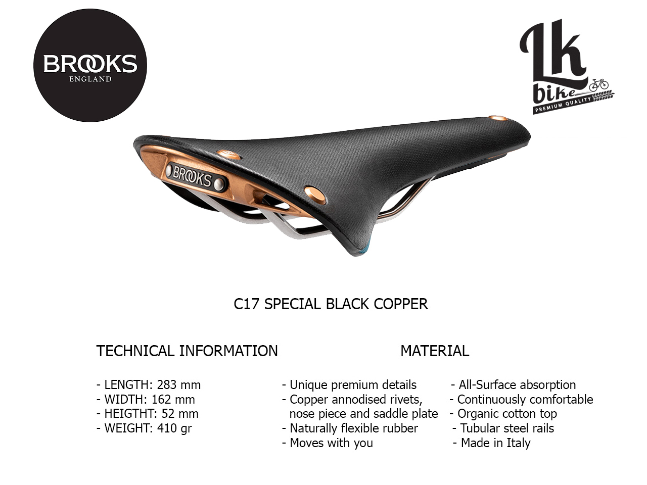 BROOKS カンビウム C17 スペシャル BLACK/COPPER サドル - パーツ